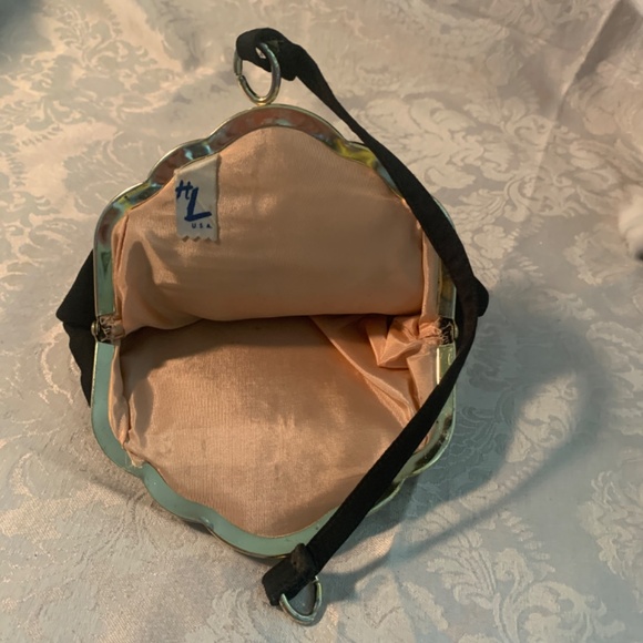 Vintage Harry Levine (HL) Small Fabric Black Clutch with Center Handle - Picture 4 of 16